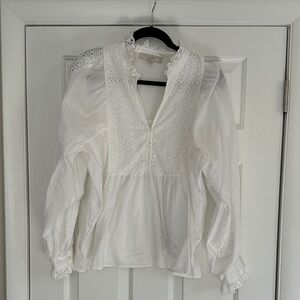 LOFT Women's Ivory Eyelet Blouse
